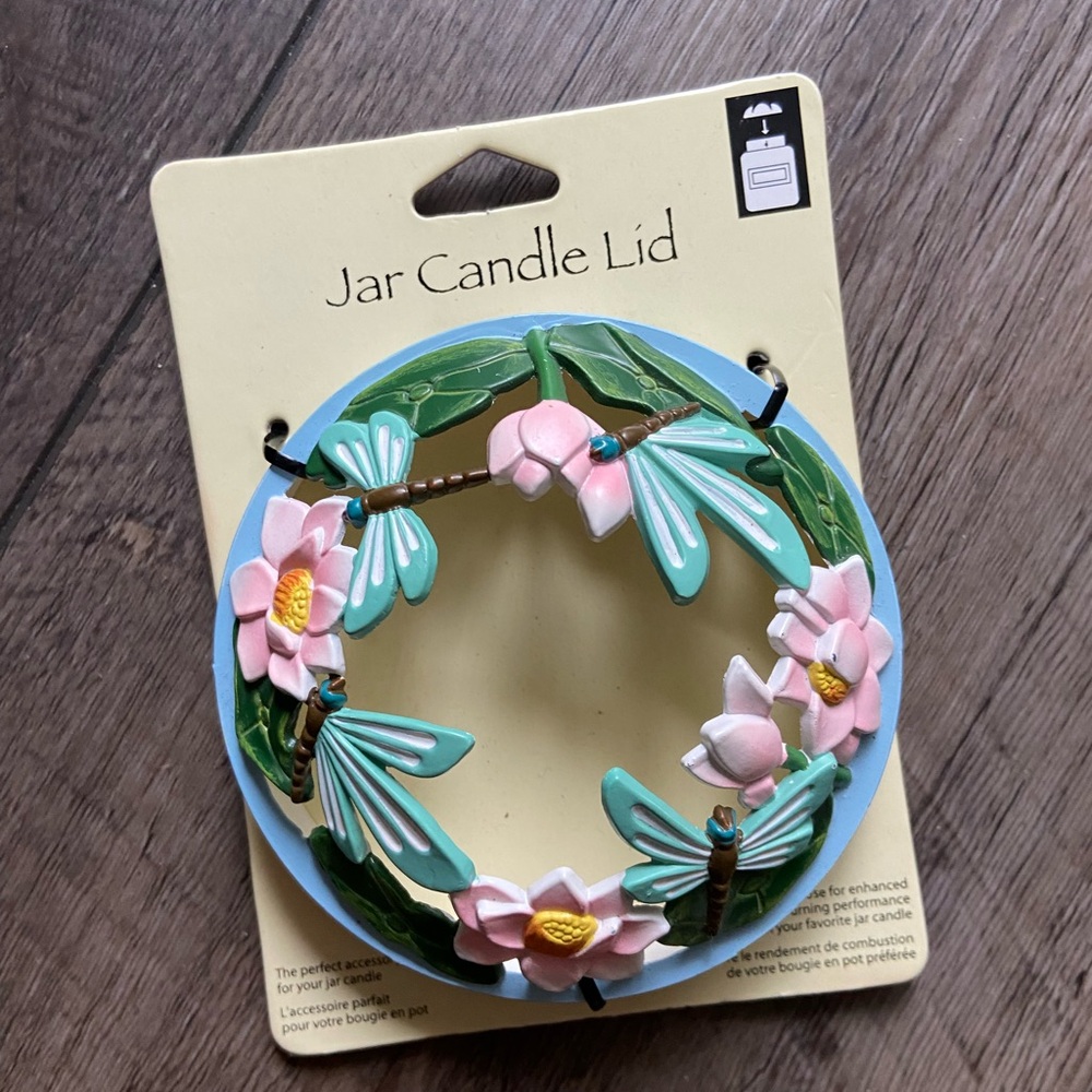 Floral Dragonfly Jar Candle Lid